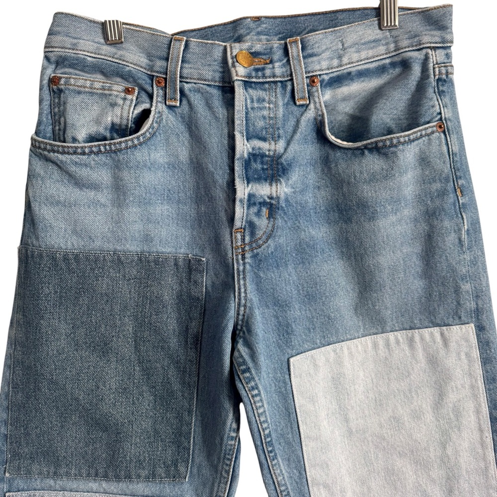 B Sides Arts Mid High Straight Patchwork Jeans - image 4